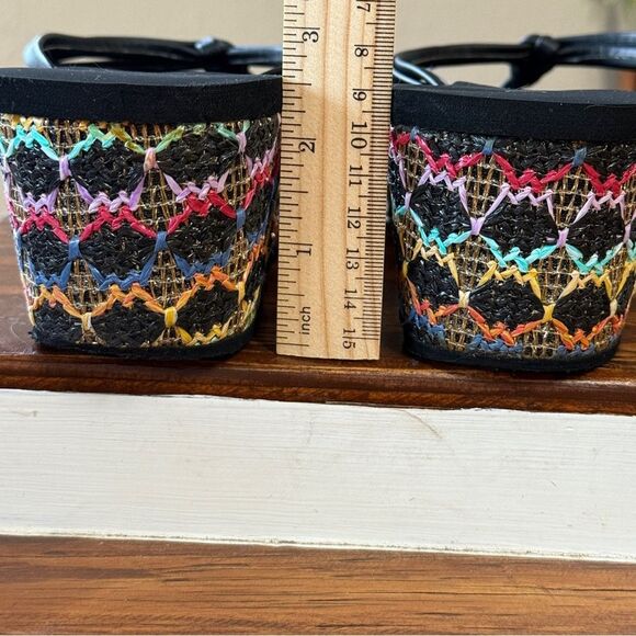 Juicy Couture Platform Black and Colorful Wedge Flip Flop Thong Sandals Size 9 - Picture 4 of 10